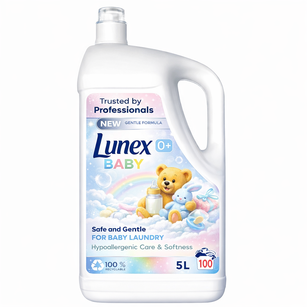 Lunex Baby 0+ laundry gel 5L bottle – front label