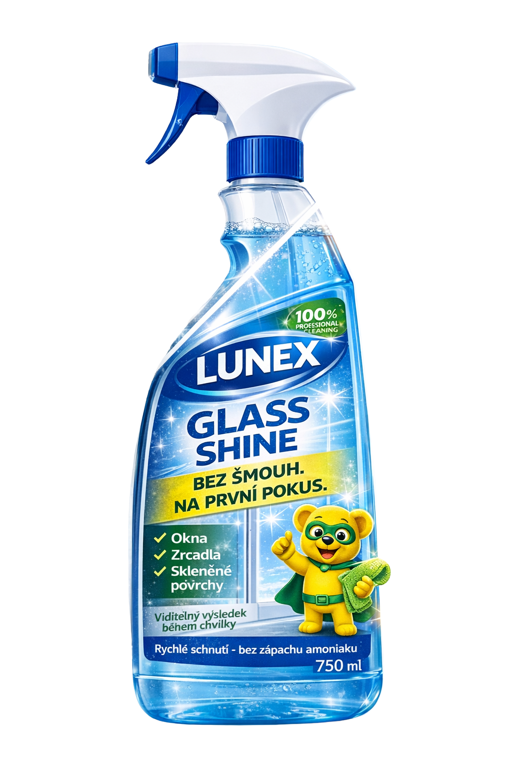 Lunex Glass Shine glass cleaner 750ml bottle – front label