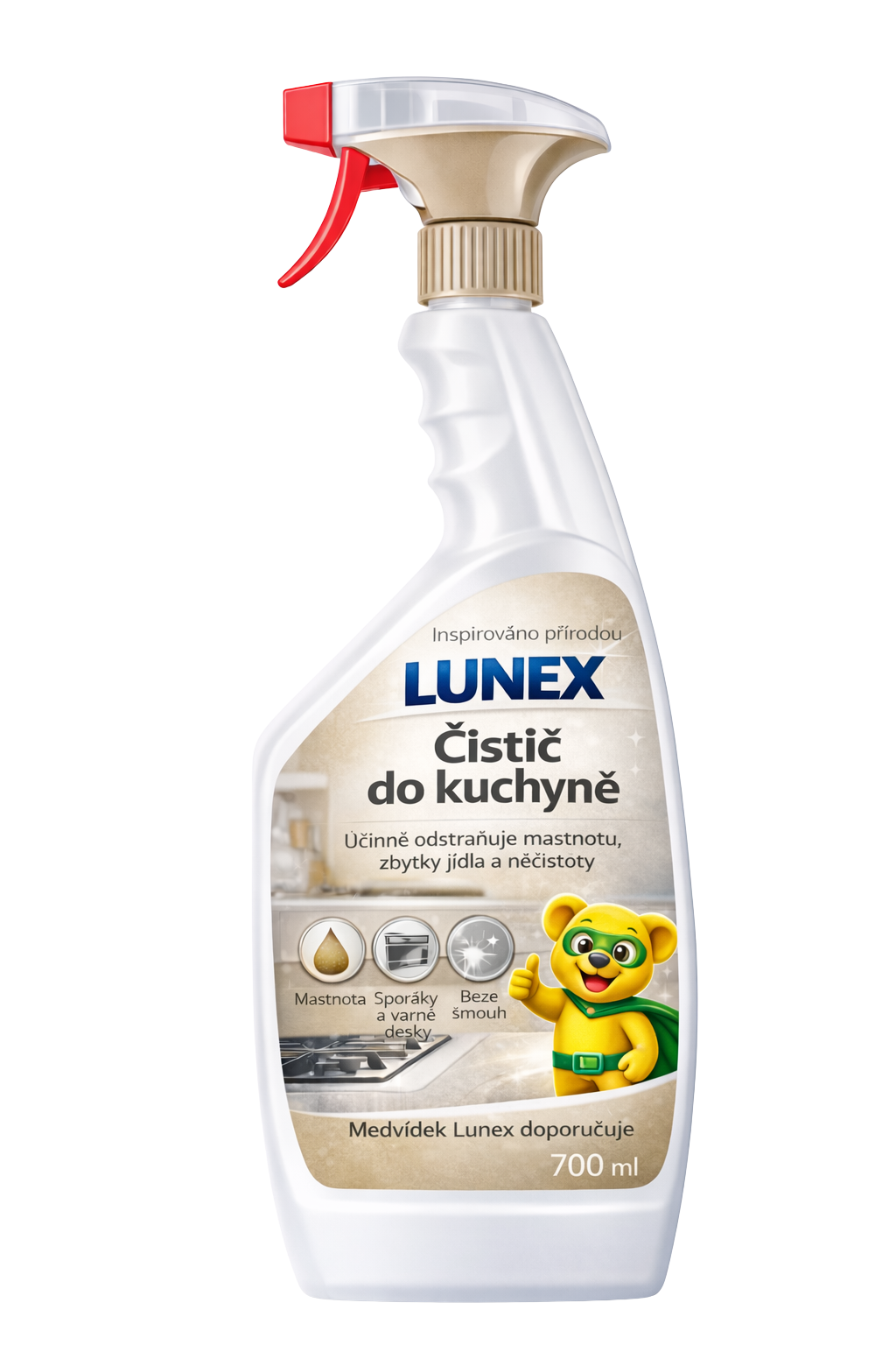 Lunex kitchen cleaner spray 700ml bottle – front label