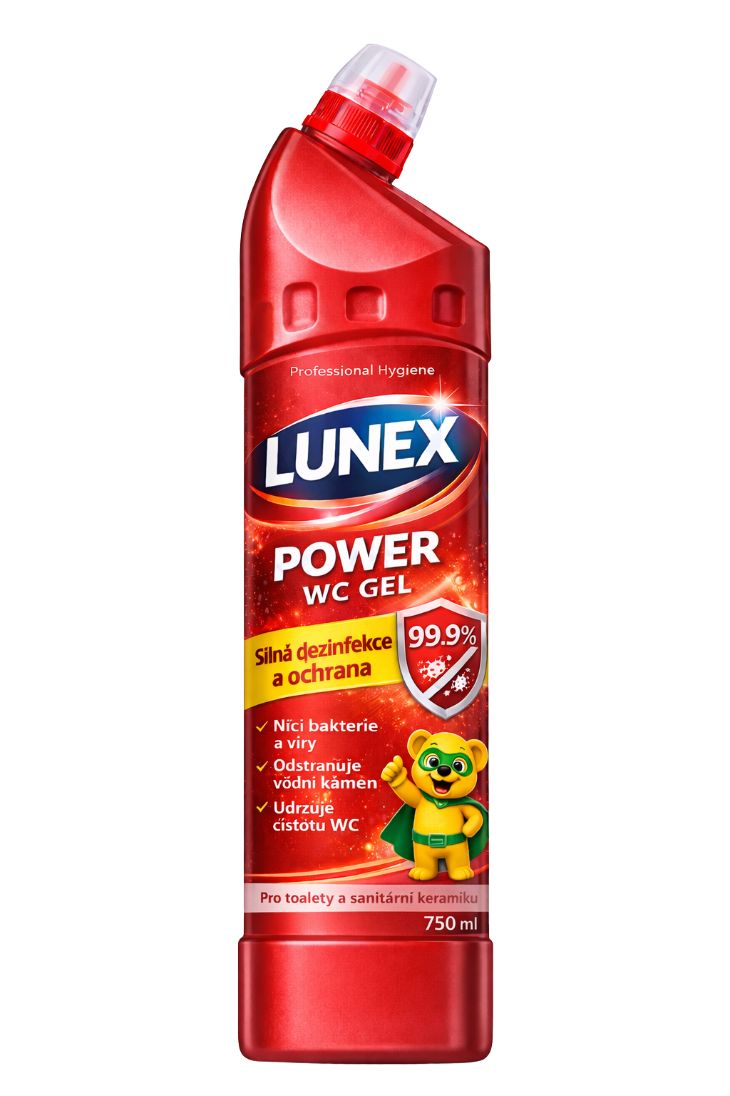 Lunex Power WC gel 750ml bottle (granate) – front label