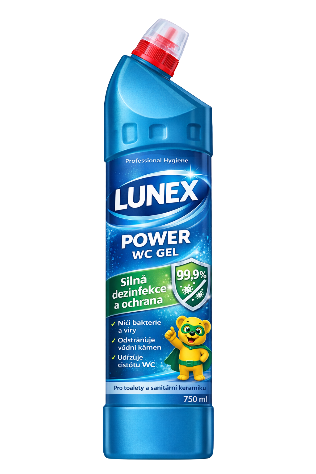 Lunex Power WC gel  ocean 750ml bottle – front label